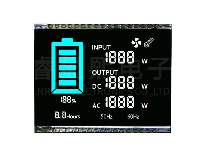UPS電源lcd顯示屏廠家BTN段碼單色液晶屏定制黑底白字VA斷碼屏